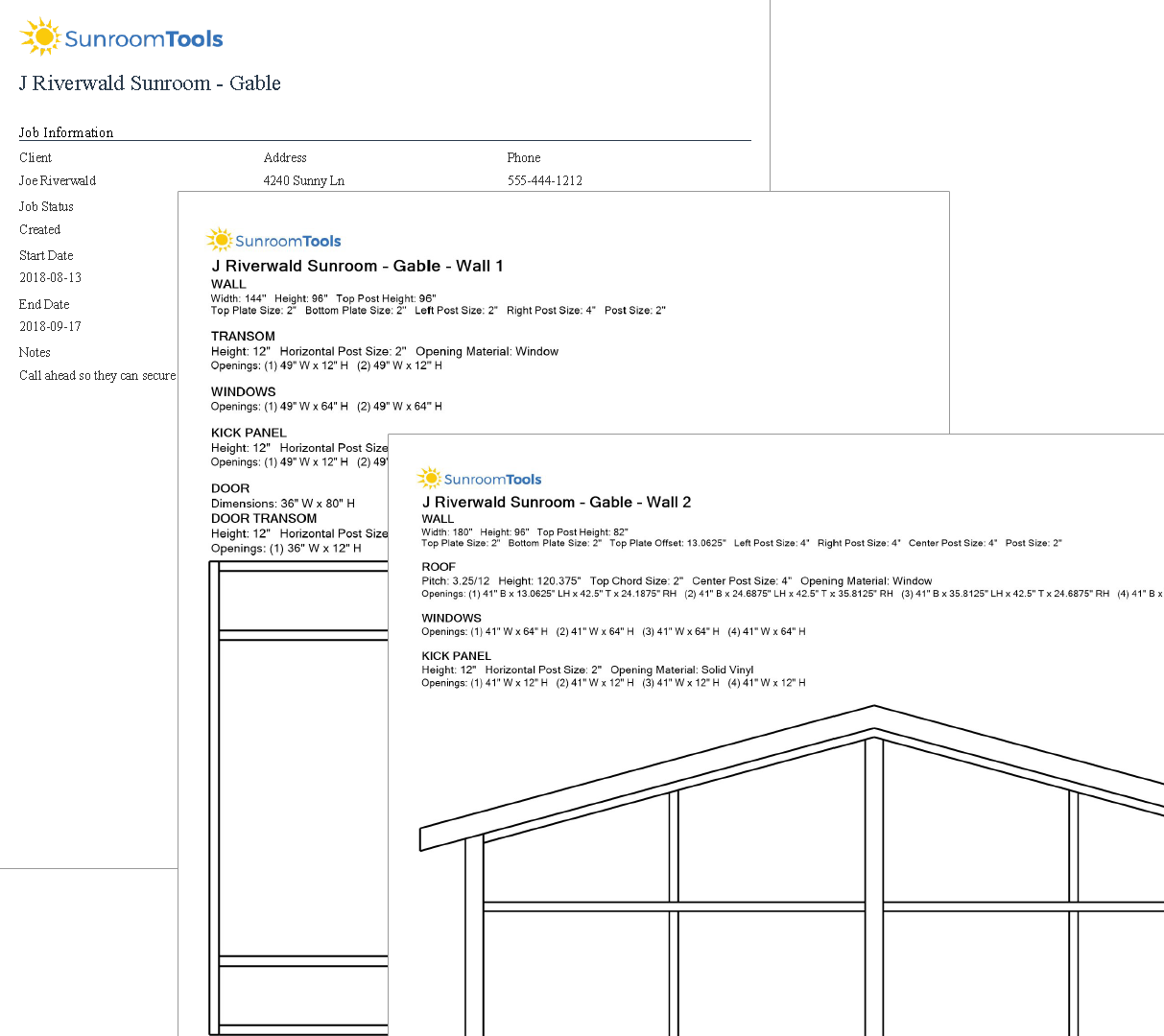 Sunroom Tools Job Printout