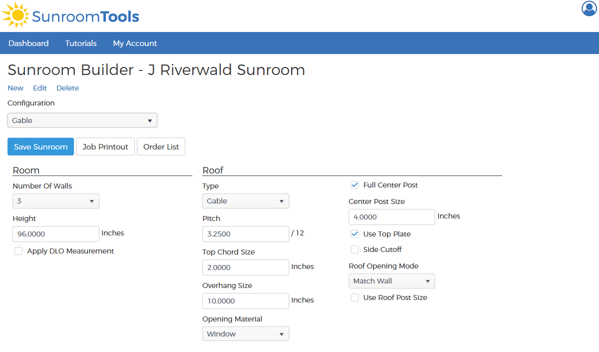 Sunroom Tools Sunroom Builder